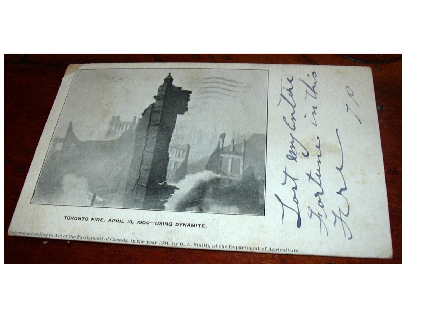 Antique 1904 Postcard TORONTO FIRE USING DYNAMITE Lost Entire Fortune