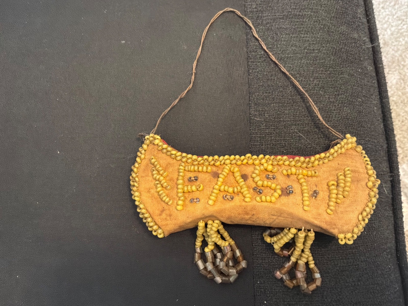 Antique Native American IROQUOIS  “Fast Boat”  Hand Beaded Canoe Souvenir C 1905