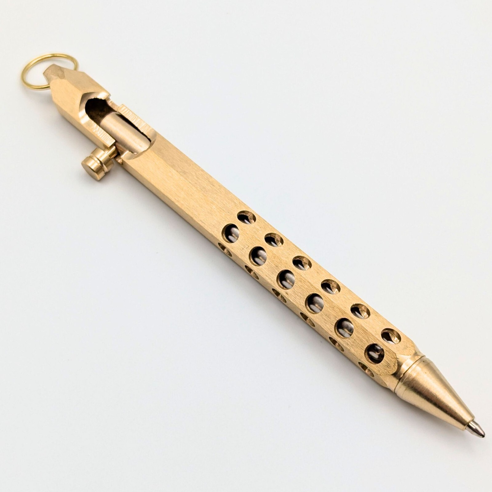 Bolt Action Ballpoint Pen Solid Brass EDC Six-edge Bronze color - Great Gift Dad