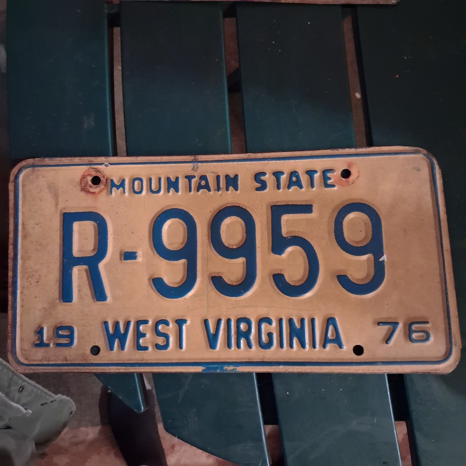 1976 Wva Liscense Plate R-9959 1976 Wva Liscense Plate R-9959