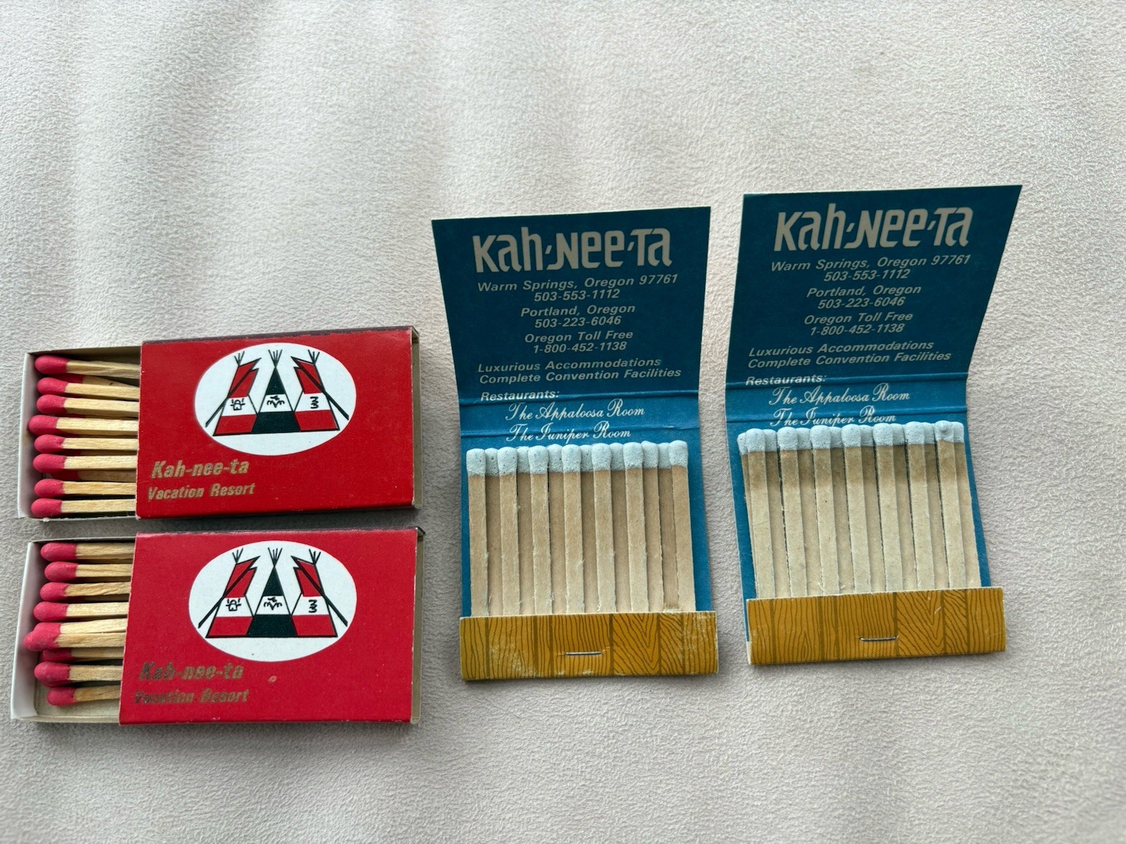 Lot of 4 Vintage Kah-Nee-Ta Vacation Resort Matchbooks, Warm Springs OR Lot of 4 Vintage Kah-Nee-Ta Vacation Resort Matchbooks, Warm Springs OR