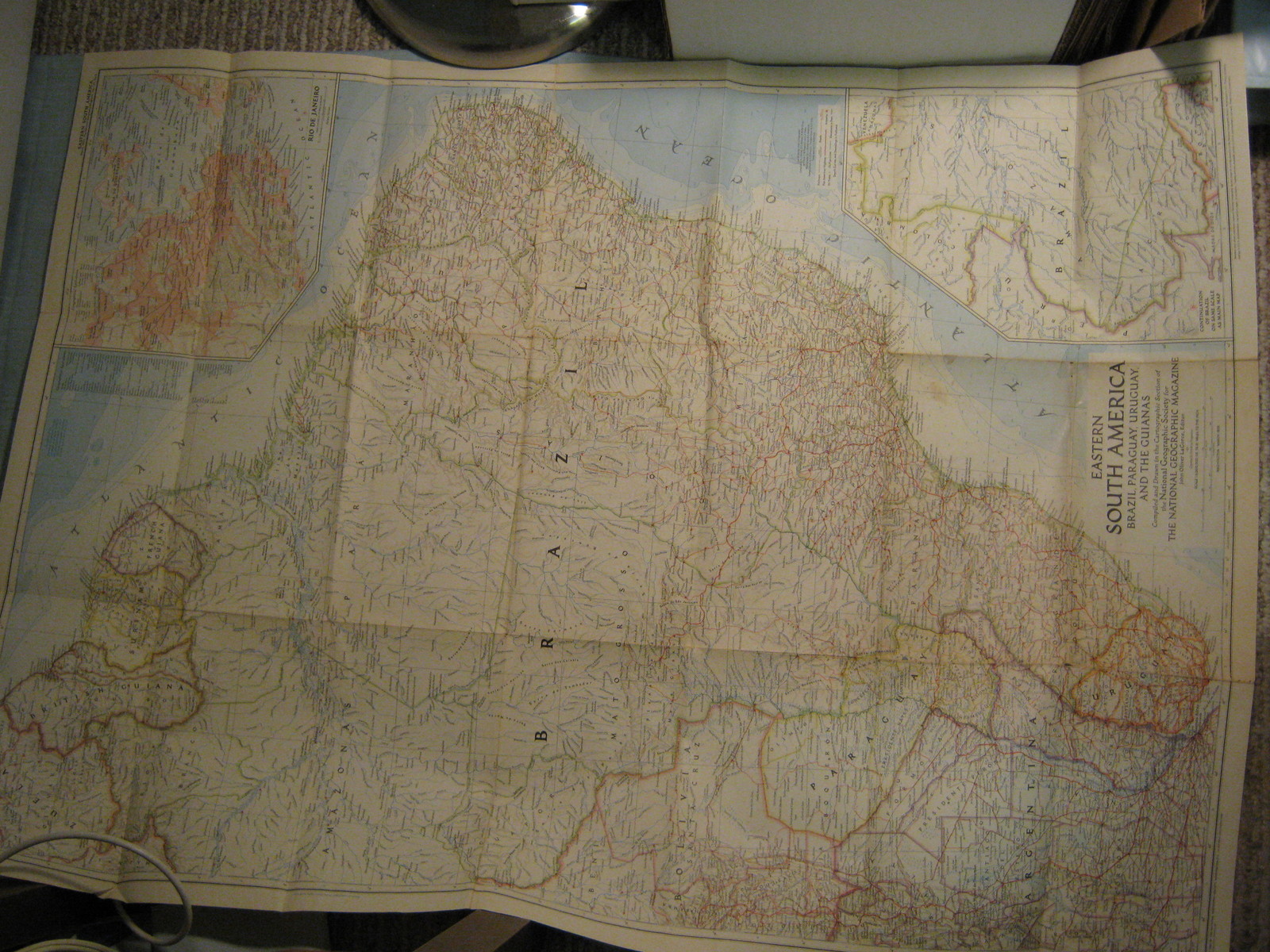 VINTAGE EASTERN SOUTH AMERICA MAP National Geographic March 1955 