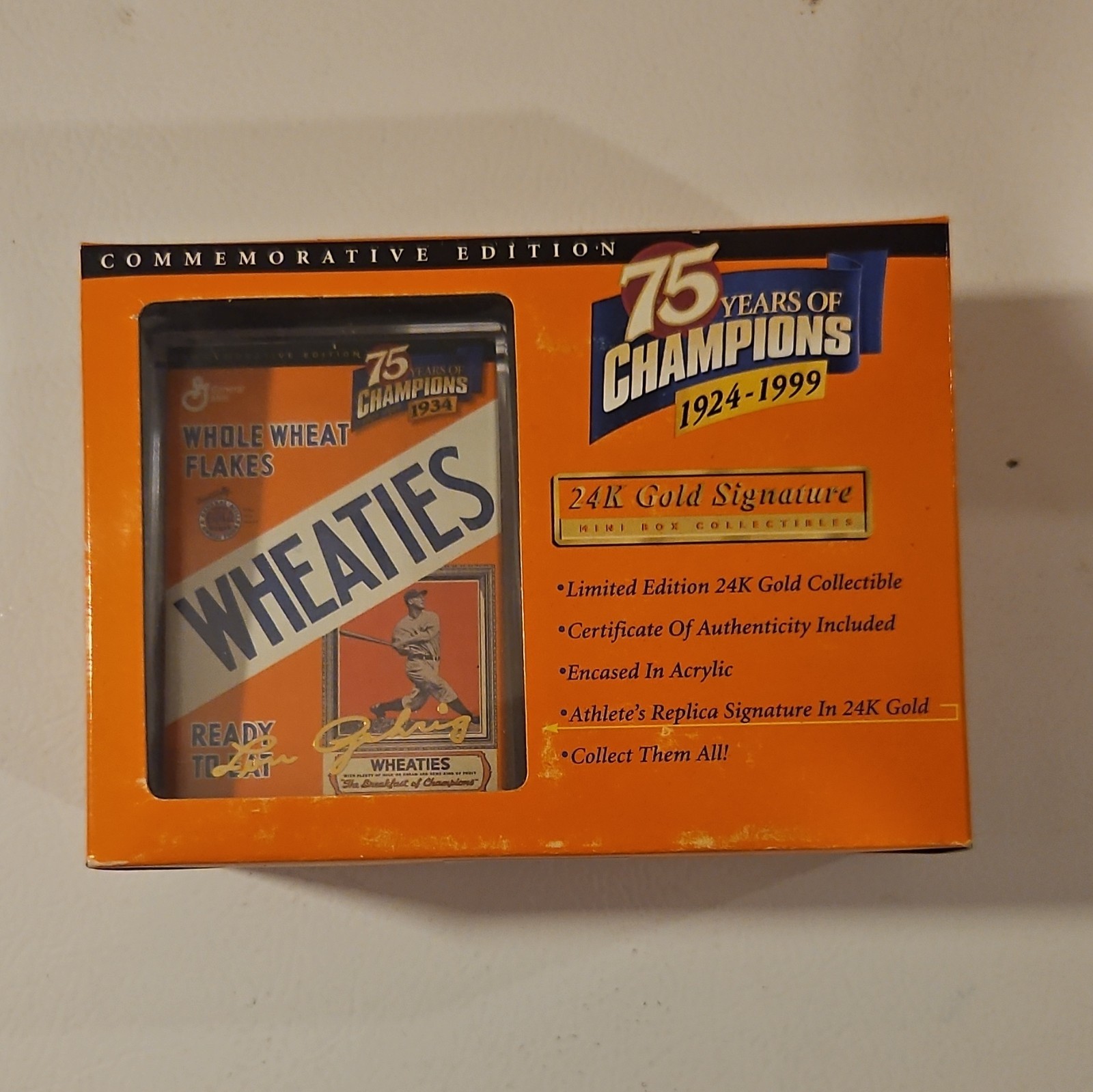 Wheaties 75 Years of Champions 1924-1999 Mini Box 24K Gold Signature