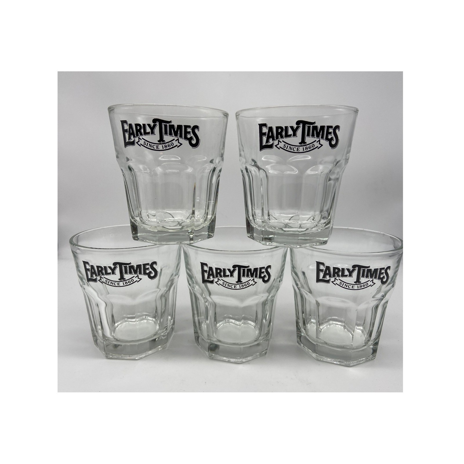 Early Times Since 1860 Whiskey Glasses Set of 5 Tumblers Barware Collectible