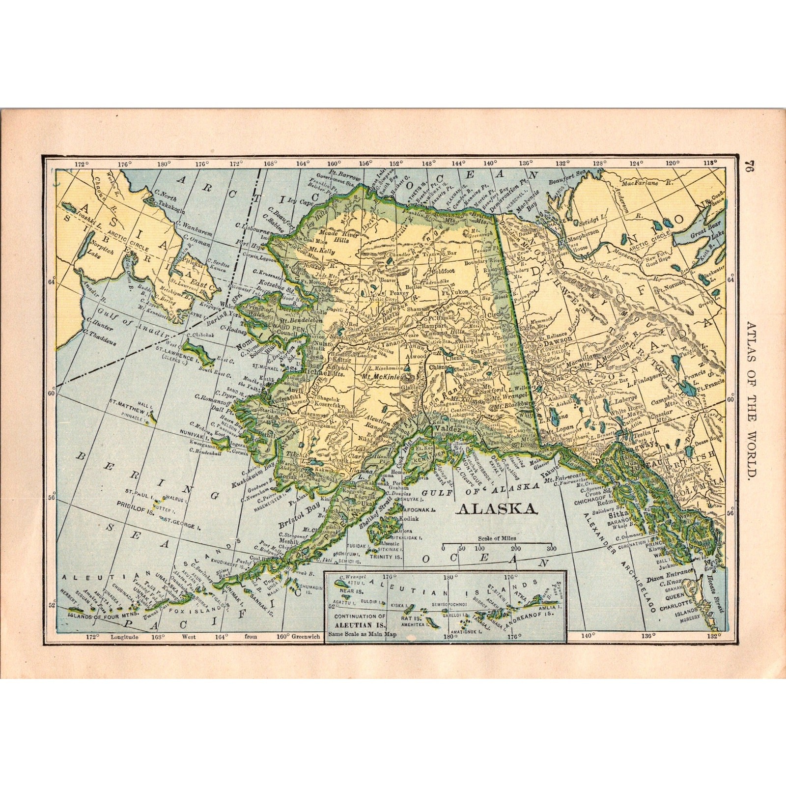 Vintage Map of Alaska and United States 1910 Map SL1