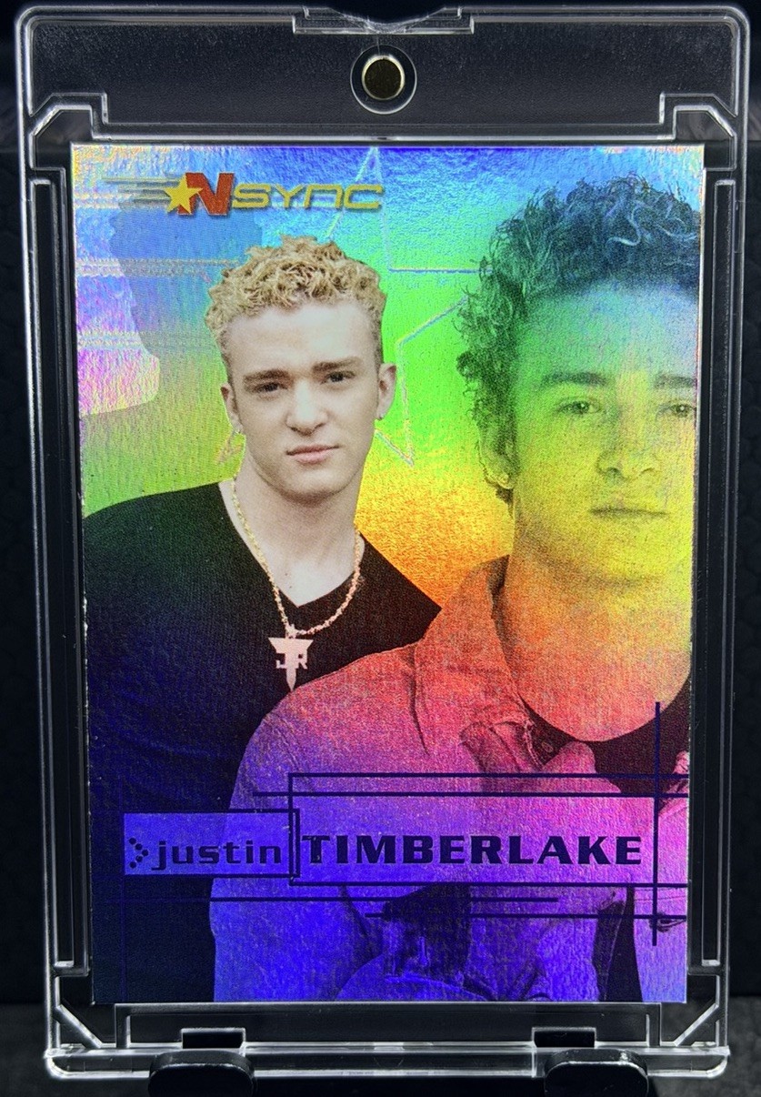 Justin Timberlake 2000 Topps NSYNC Card #1 Rainbow Prism RC RARE Rookie Justin Timberlake 2000 Topps NSYNC Card #1 Rainbow Prism RC RARE Rookie