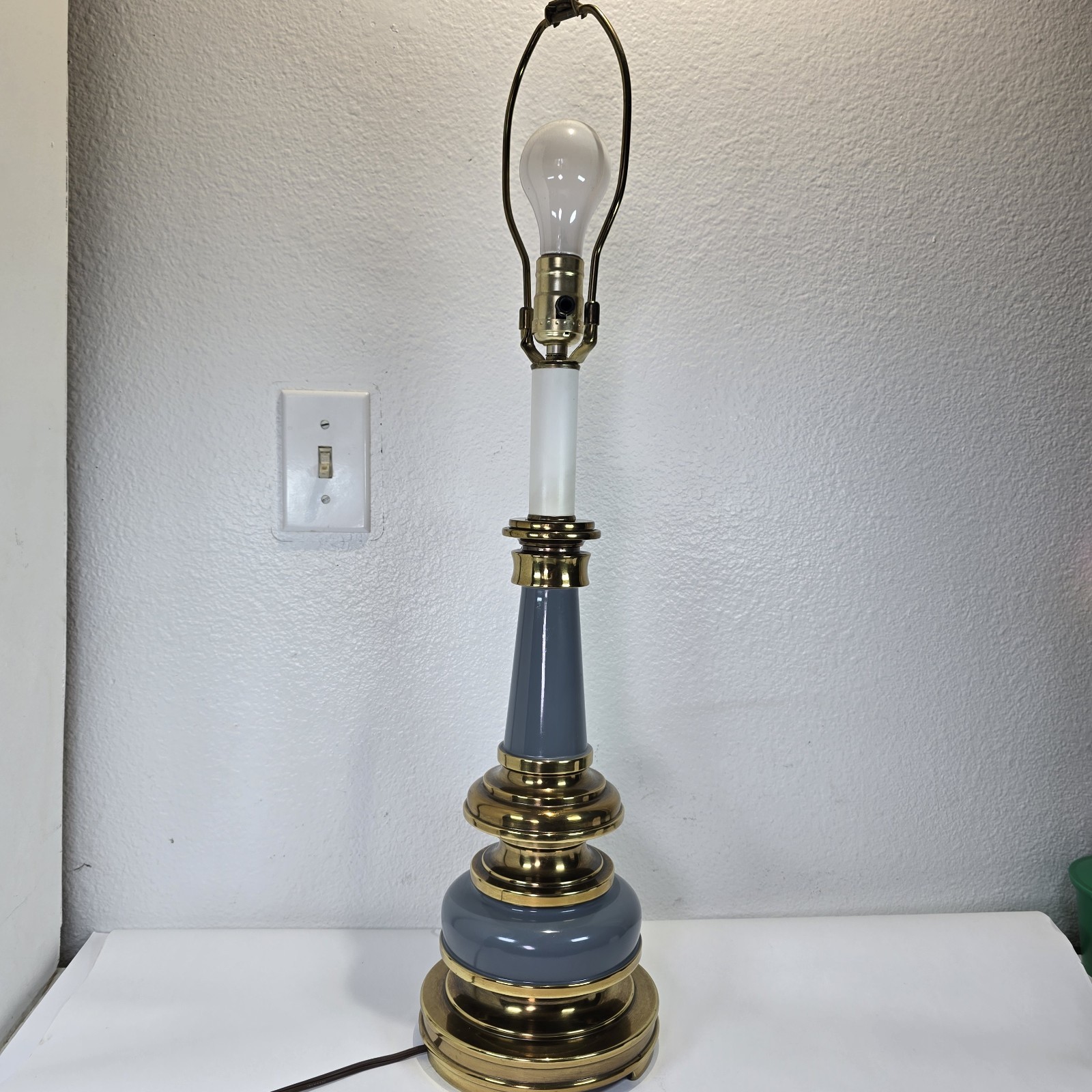 Vintage Falkenstein Table Lamp Gray Brass Tone Metal Mid Century 29\