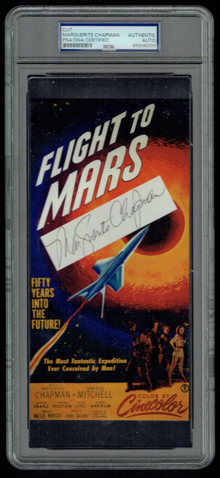 Marguerite Chapman signed autograph 4x9 Cut Movie Poster Flight to Mars PSA Slab Marguerite Chapman signed autograph 4x9 Cut Movie Poster Flight to Mars PSA Slab