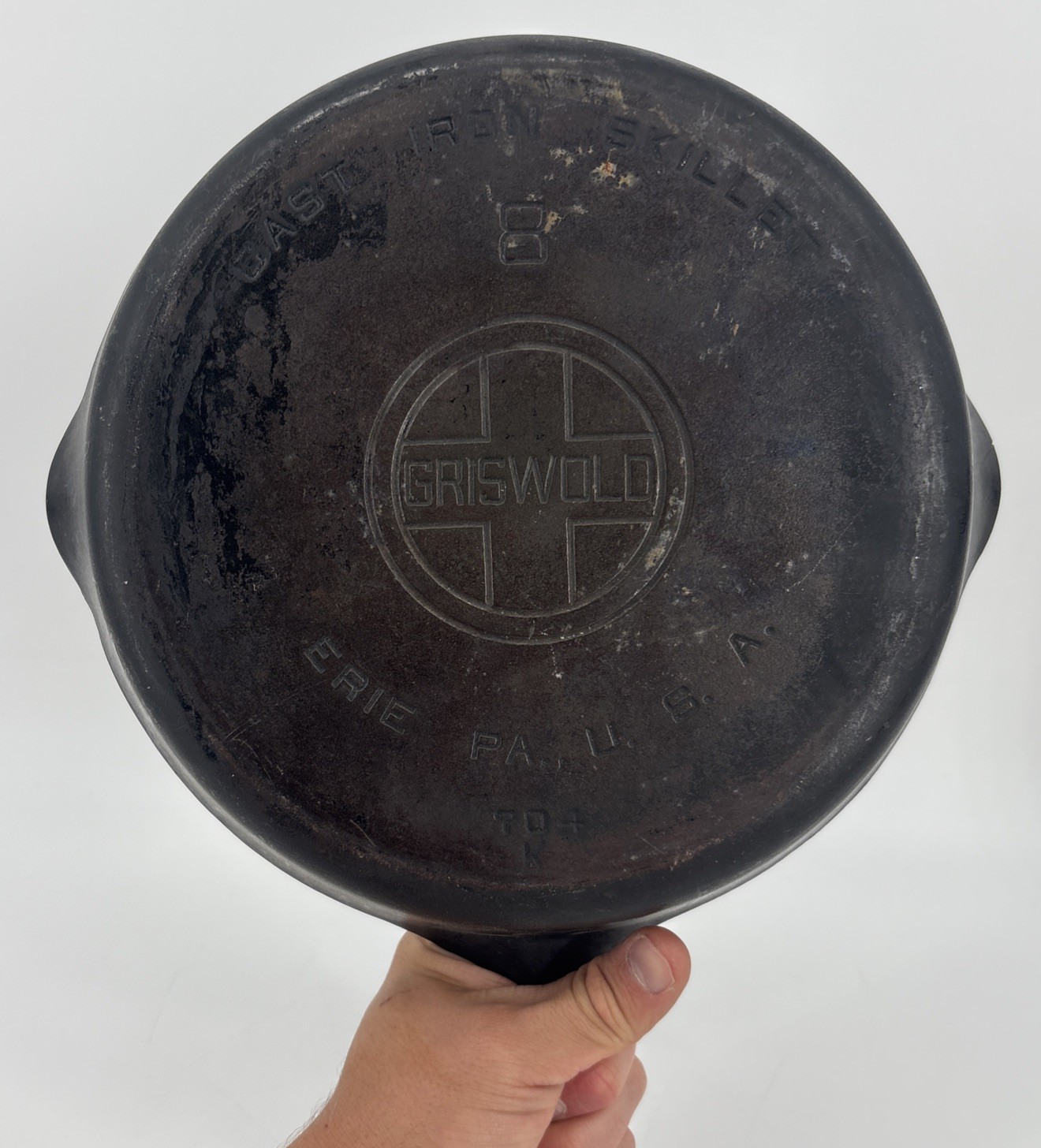 Vintage Griswold No. 8 Cast Iron Skillet Frying Pan 704 K Large Logo Erie PA