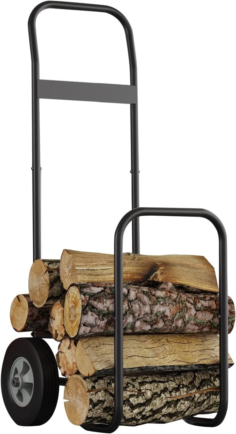 Fire Beauty Firewood Log Cart, Indoor Outdoor Firewood Storage Dolly Hauler