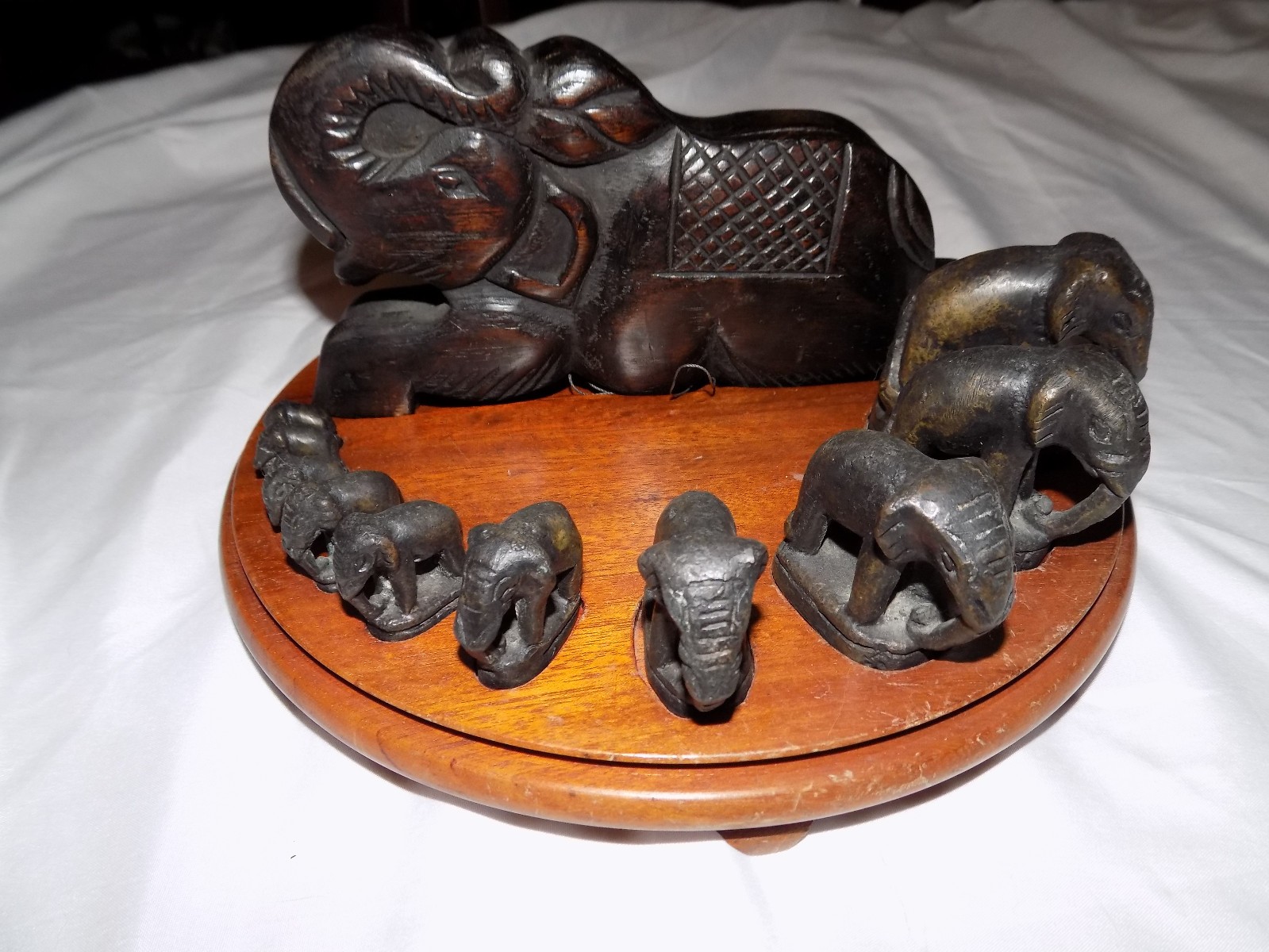 Handcarved Elephant Cased Opium Scale With 10 Metal Weights