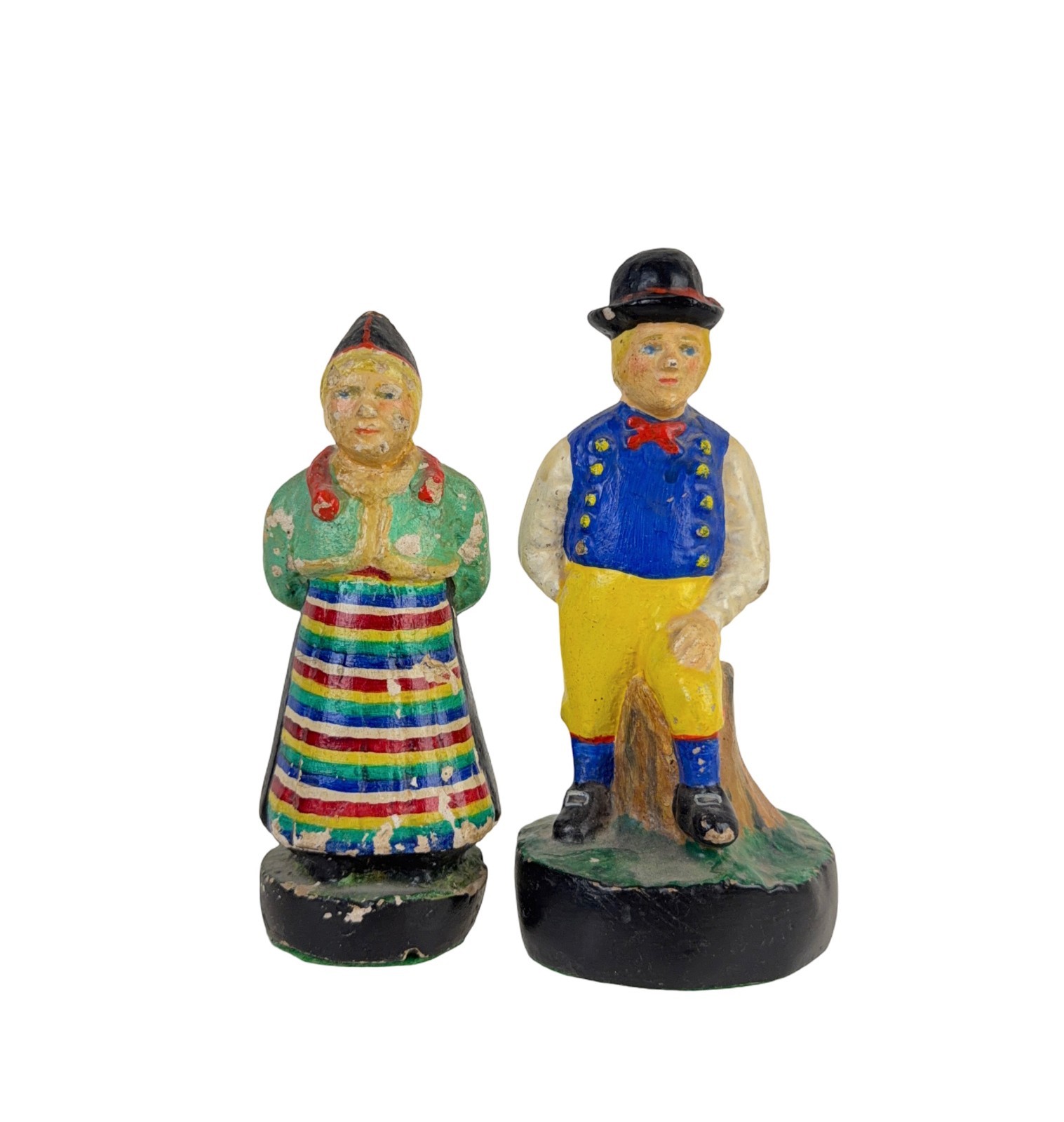 Vtge Oscar Gunnarson Swedish Man & Woman Figurines Statues Miniature Sculptures