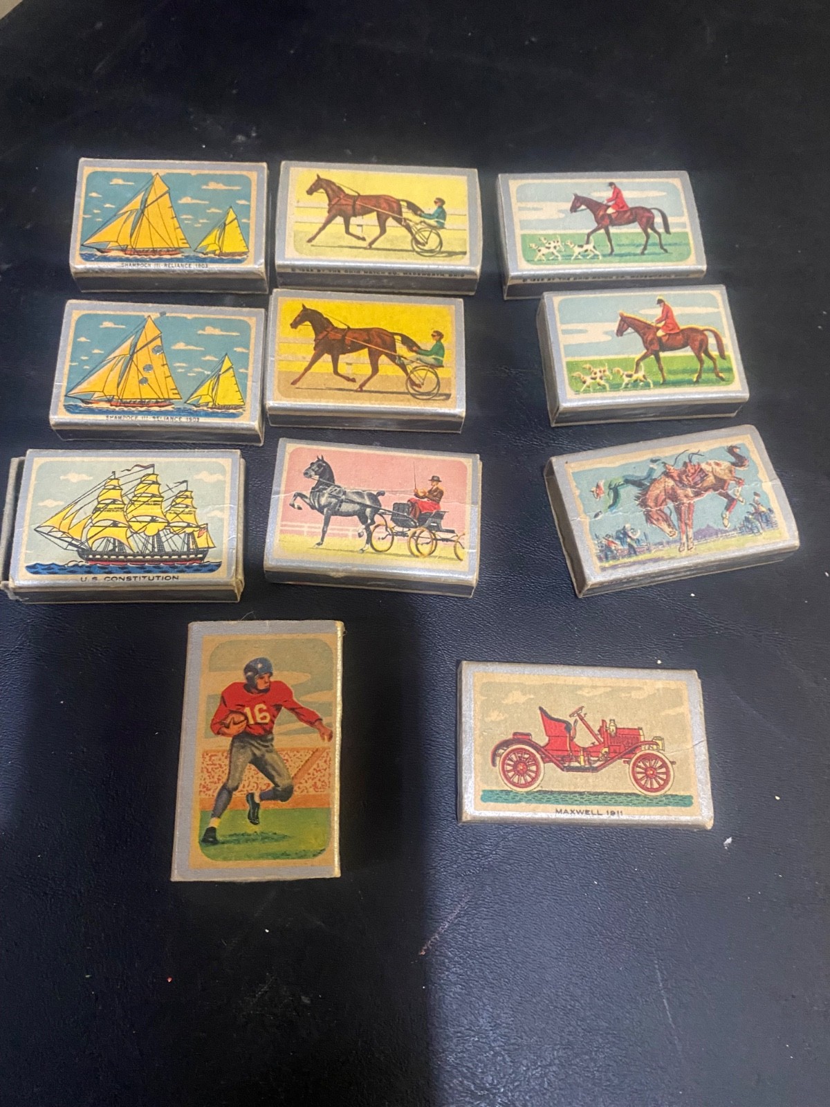 11 Vintage 1950’s and 1960’s Ohio Blue Tip Match sports, horses, boats Boxes