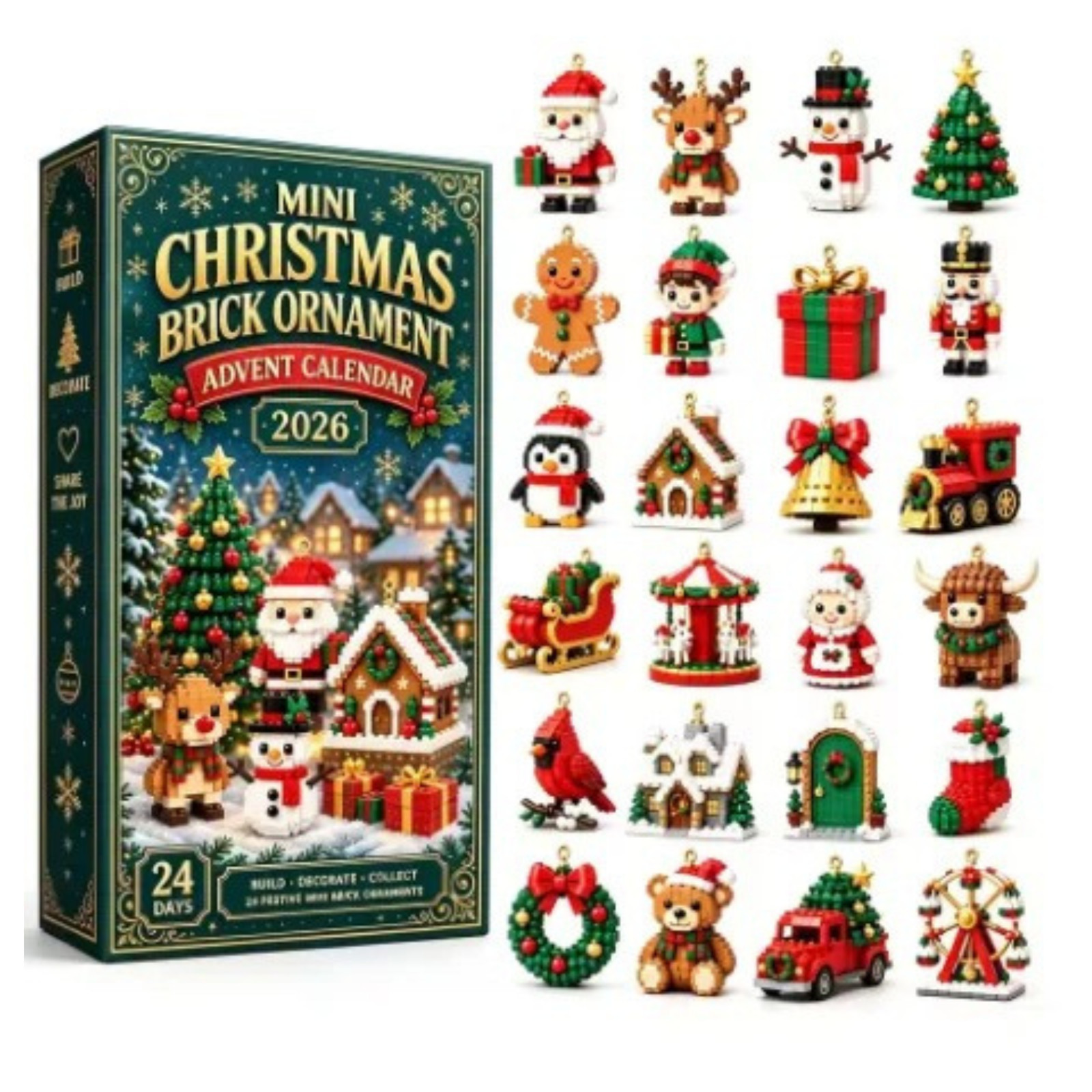 Christmas Tree Hanging Ornaments Set Shiny Handmade Xmas Decorations Gift Box Christmas Tree Hanging Ornaments Set Shiny Handmade Xmas Decorations Gift Box
