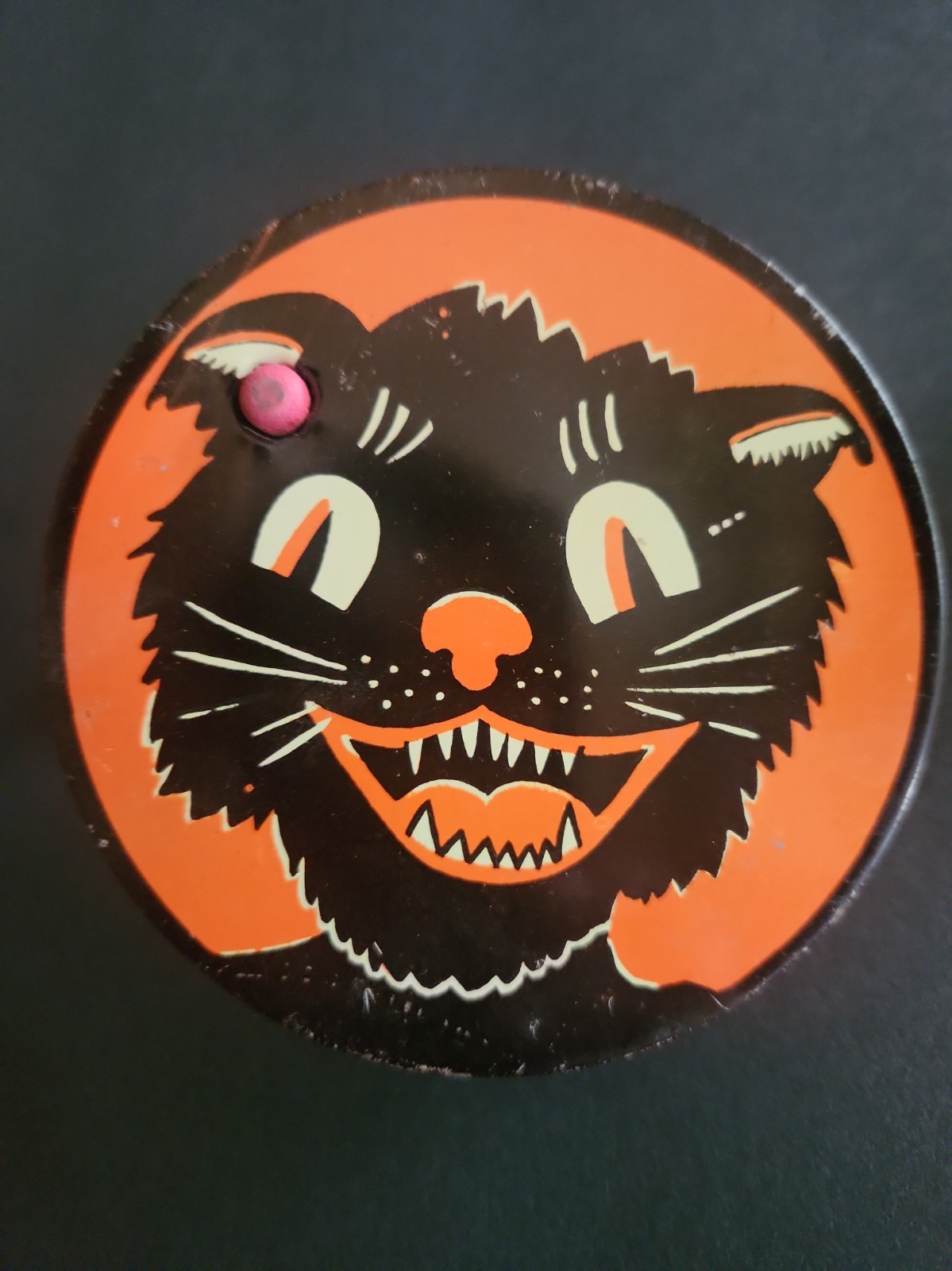 1940s Vintage Kirchof Halloween Black Cat Noisemaker Tin Litho Works 1940s Vintage Kirchof Halloween Black Cat Noisemaker Tin Litho Works