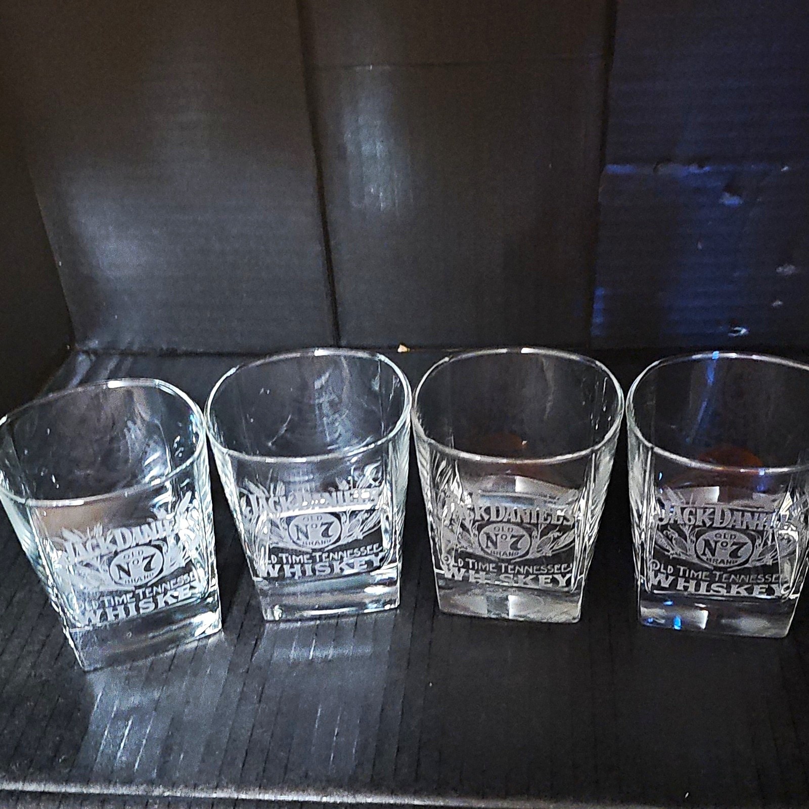 Jack Daniel's Old No. 7 Old Time Tennessee Whiskey Clear Glasses Set of 4