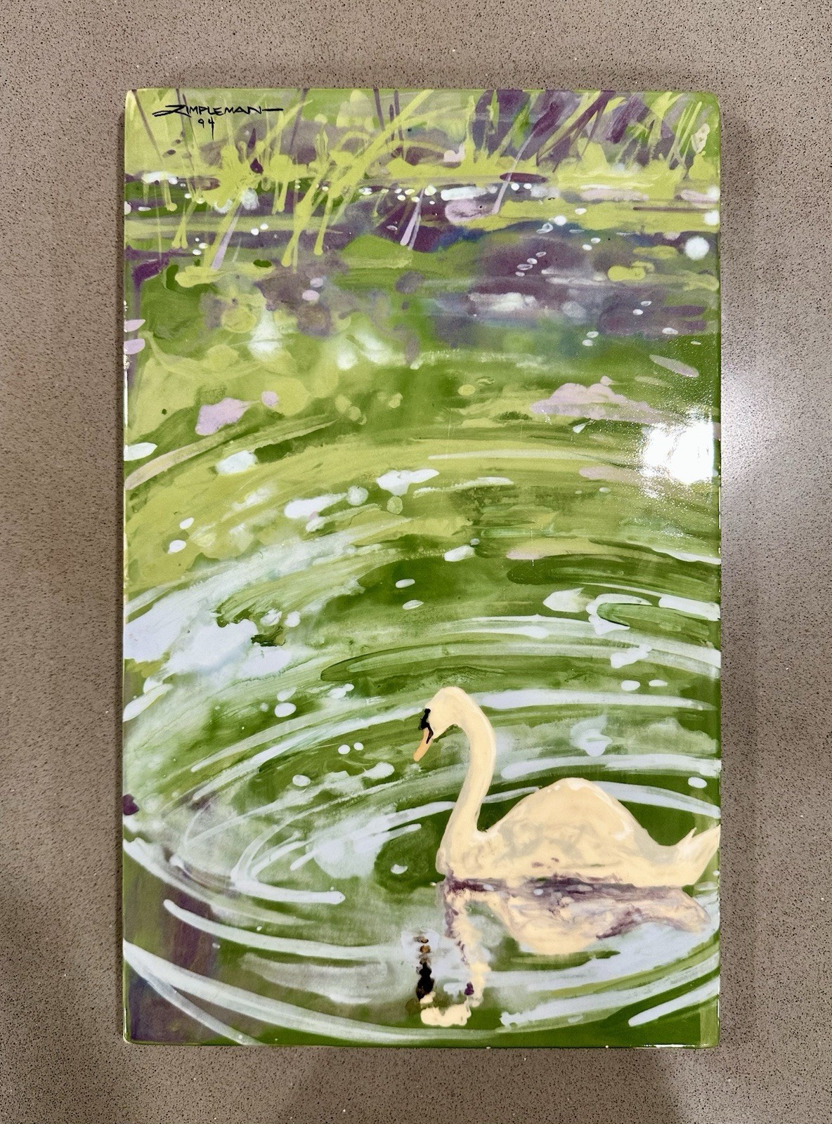 Vintage 1994 Larry Zimpleman Signed Ceramic Swan Wall Plaque Art Pottery 15” Vintage 1994 Larry Zimpleman Signed Ceramic Swan Wall Plaque Art Pottery 15”