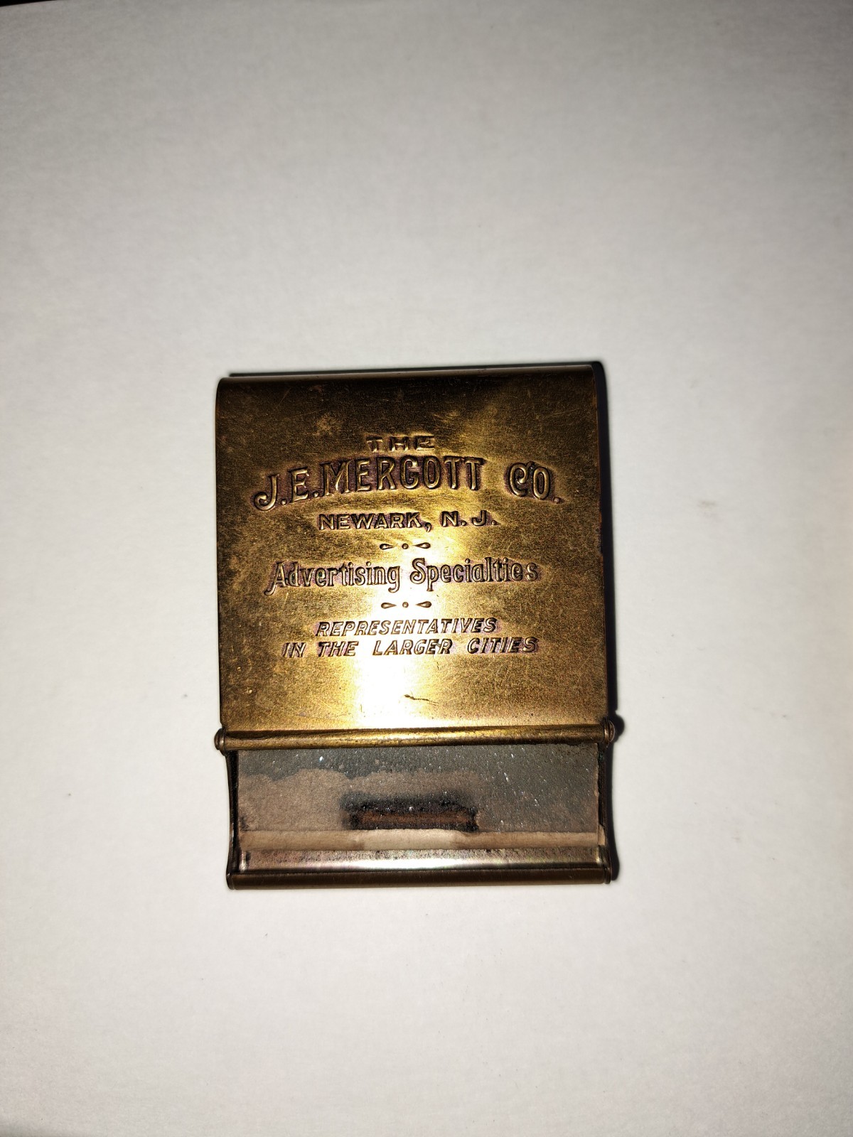1926 J.E.Mergott Co Advertising Match Safe Sesqui-centennial Philadelphia Brass 1926 J.E.Mergott Co Advertising Match Safe Sesqui-centennial Philadelphia Brass
