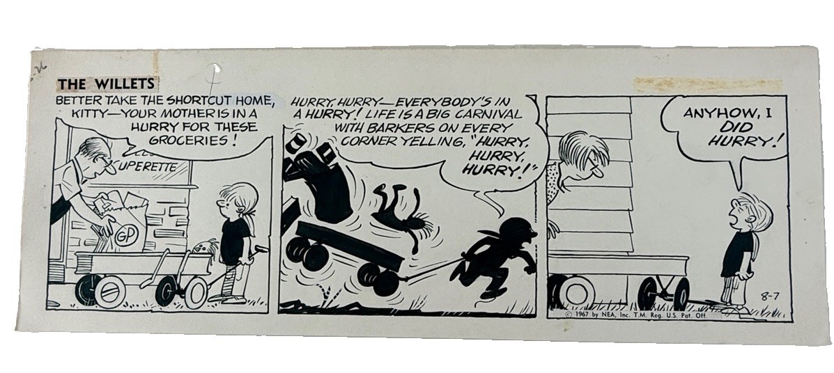 1967 The Willets Original Newspaper Comic Strip Production Art NEA Daily 8-7