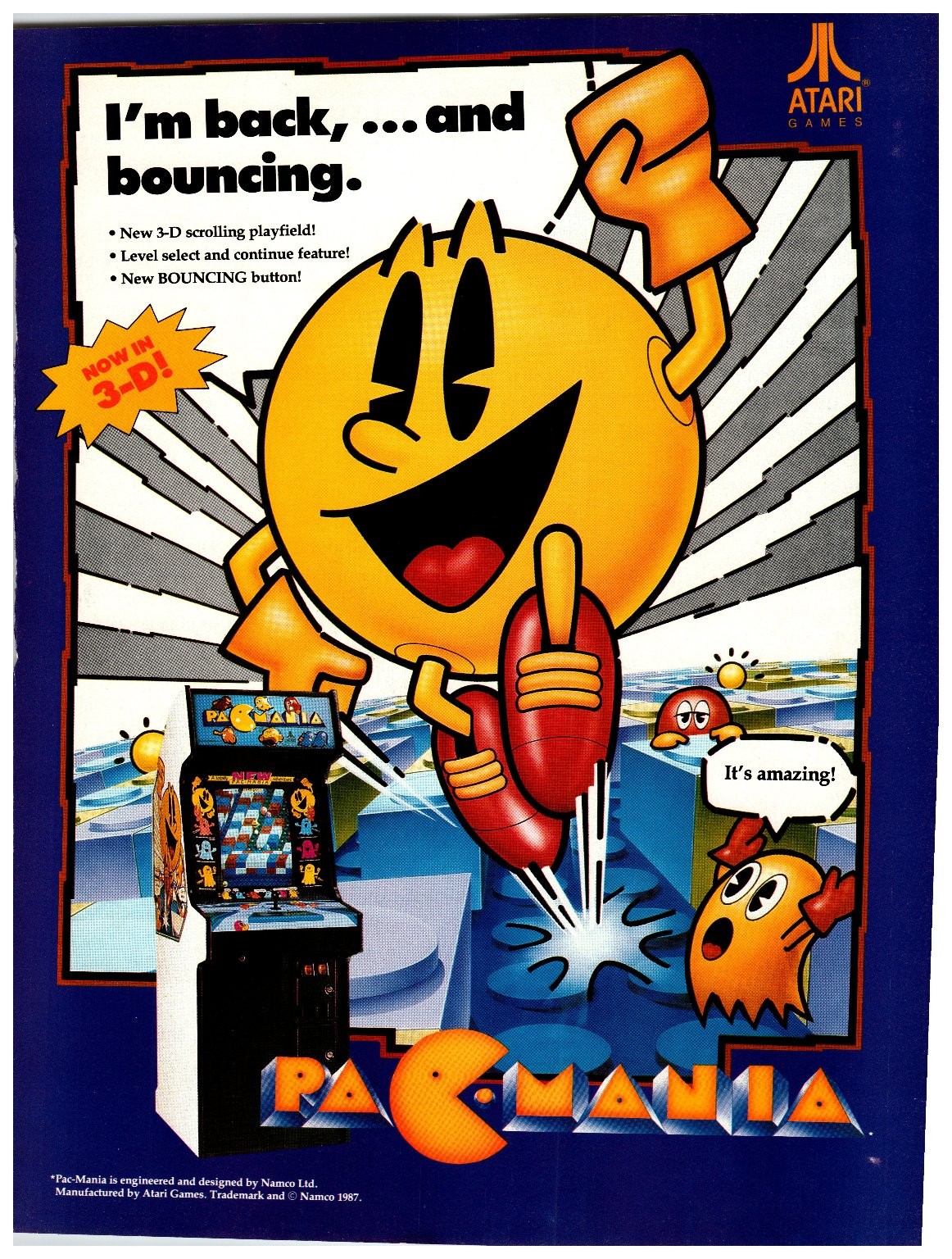 Atari Pac-Mania Arcade Video Game Magazine Ad 1987 Atari Pac-Mania Arcade Video Game Magazine Ad 1987