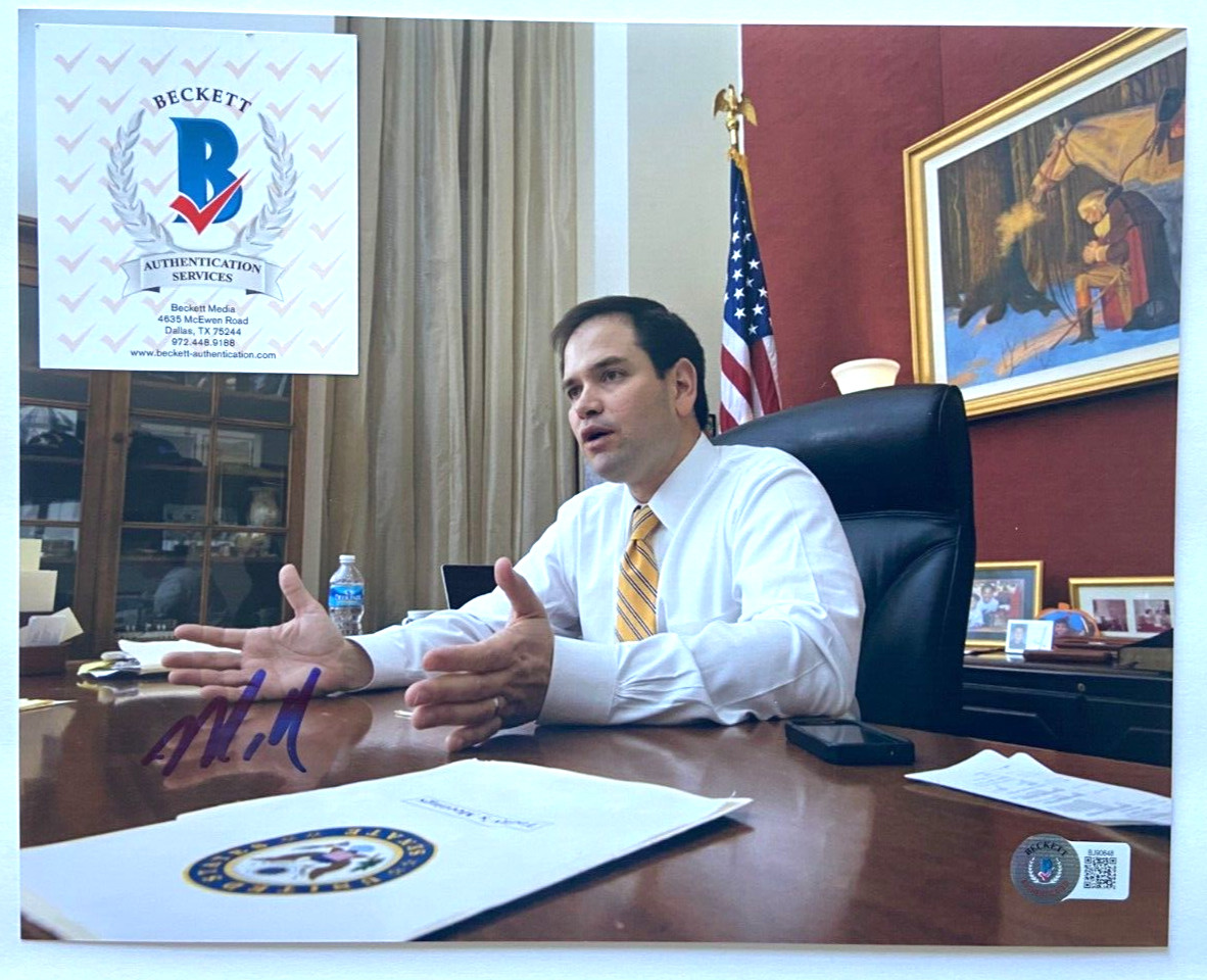 SENATOR MARCO RUBIO SIGNED 8X10 PHOTO FLORIDA SECRETARY OF STATE GOP 2028 BAS