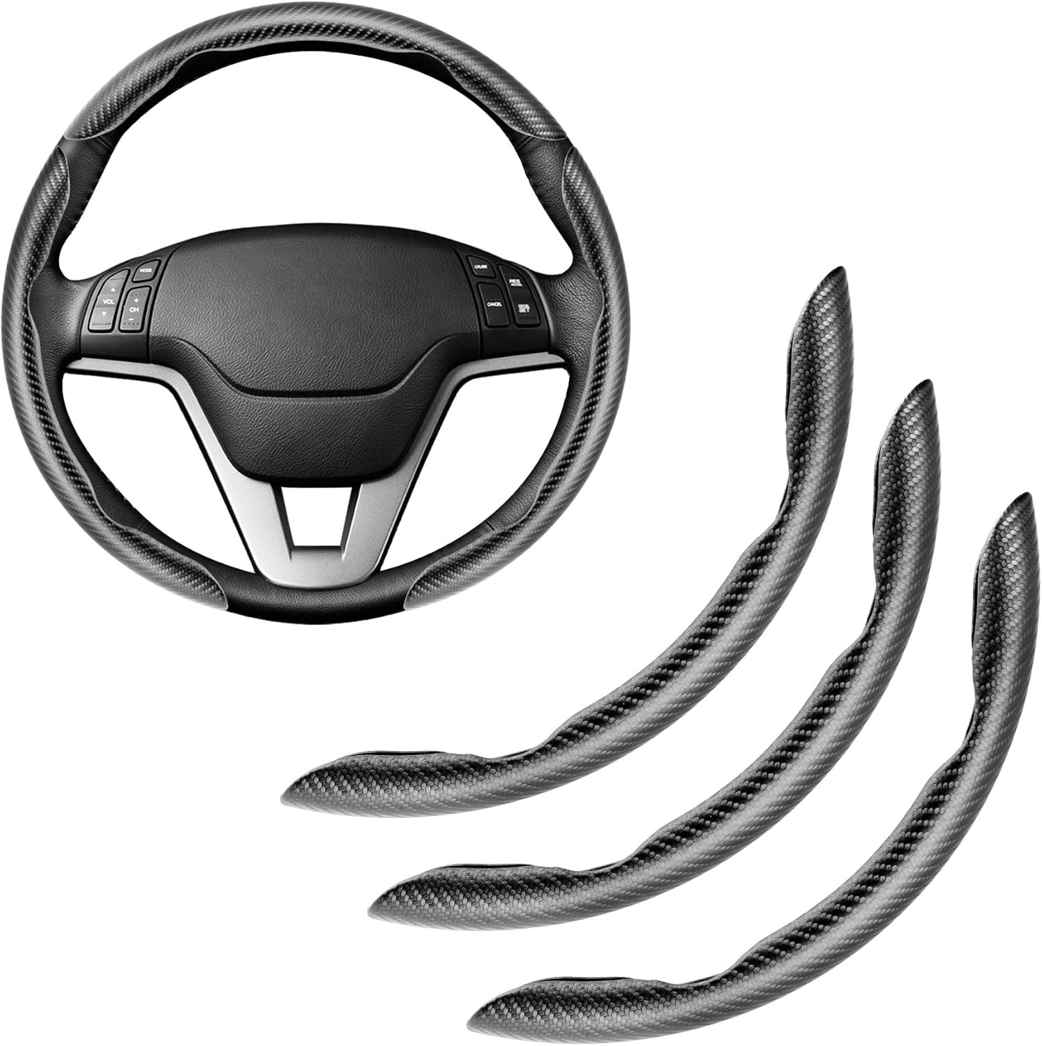 Amiss 3pcs Carbon Fiber Steering Wheel Cover Waterproof Butterfly Amiss 3pcs Carbon Fiber Steering Wheel Cover Waterproof Butterfly