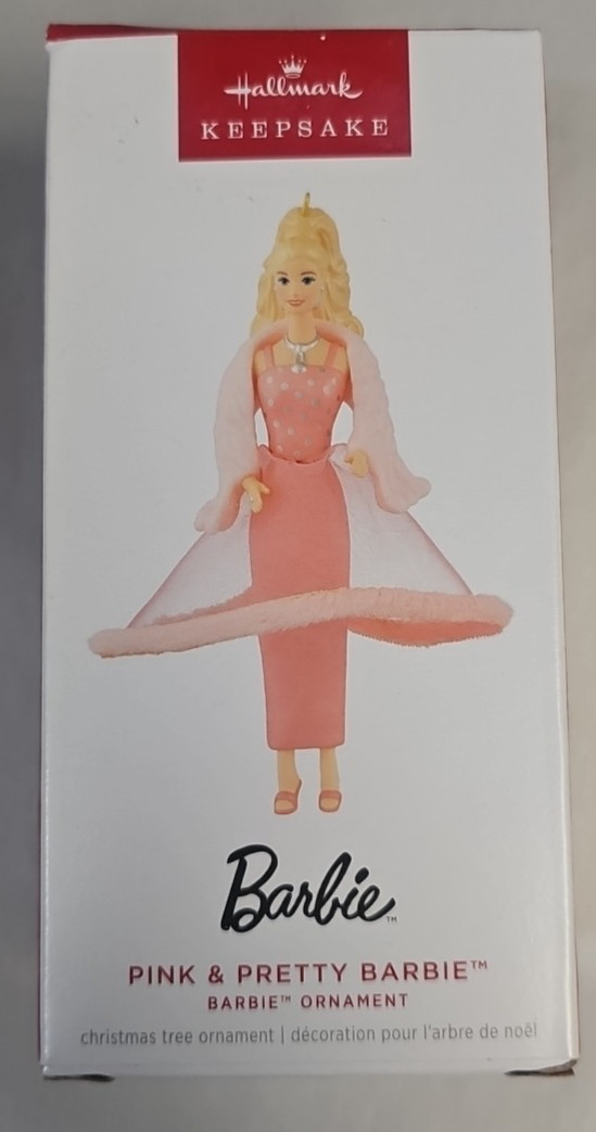 2025 HALLMARK PINK & PRETTY BARBIE KEEPSAKE ORNAMENT BARBIE DOLL BRAND NEW IN BX