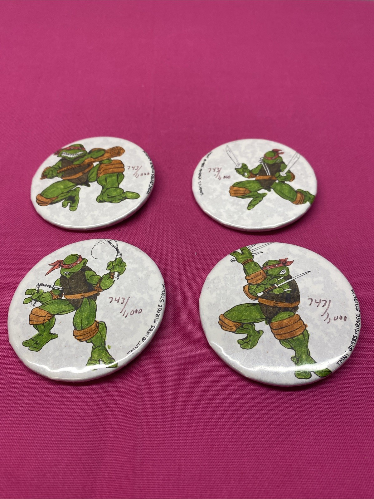 Vintage Teenage Mutant Ninja Turtles 1985 Mirage Studios TMNT /1000 Pins Buttons