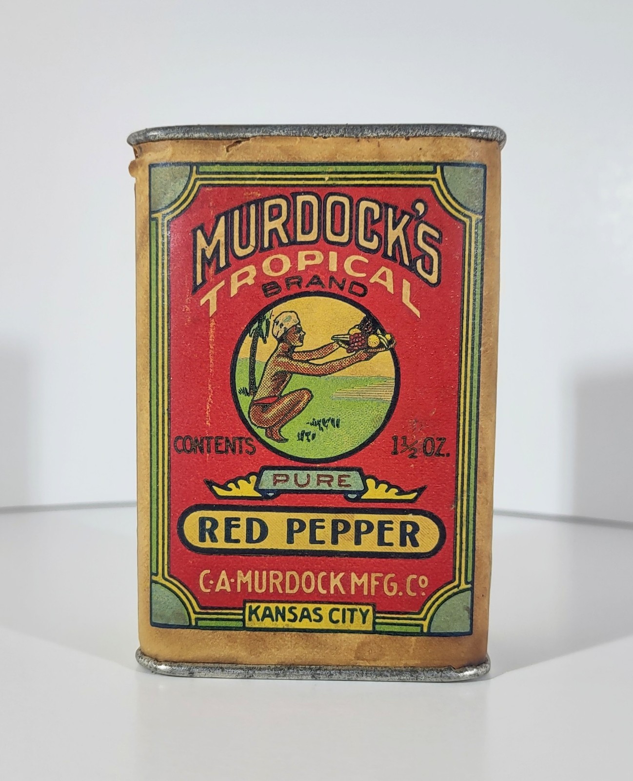 Rare Antique 1900s Murdock’s Tropical Brand Pure Red Pepper Tin Kansas City MO