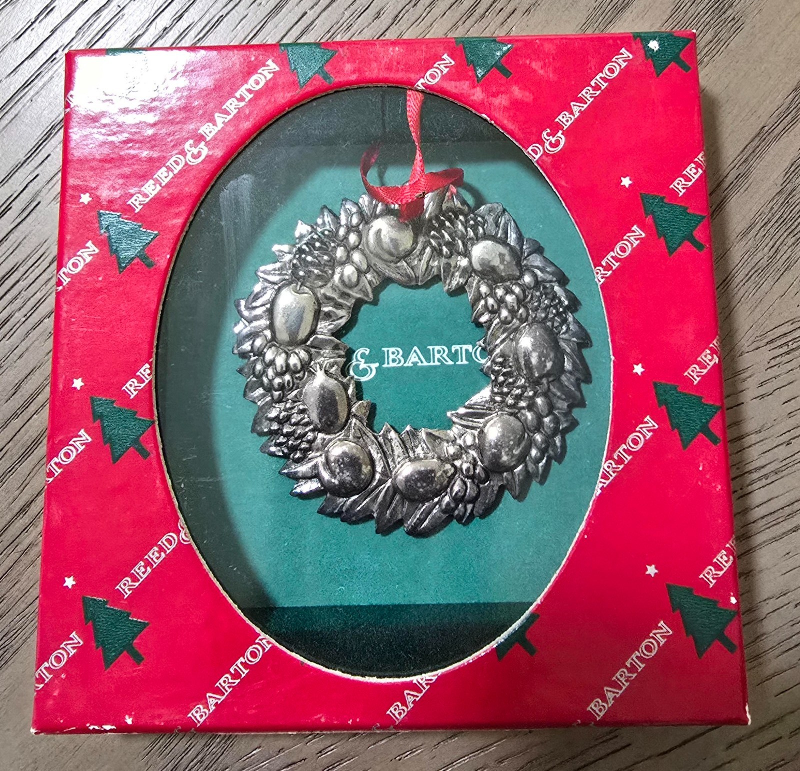Vintage Reed & Barton Christmas Wreath Ornament Vintage Reed & Barton Christmas Wreath Ornament