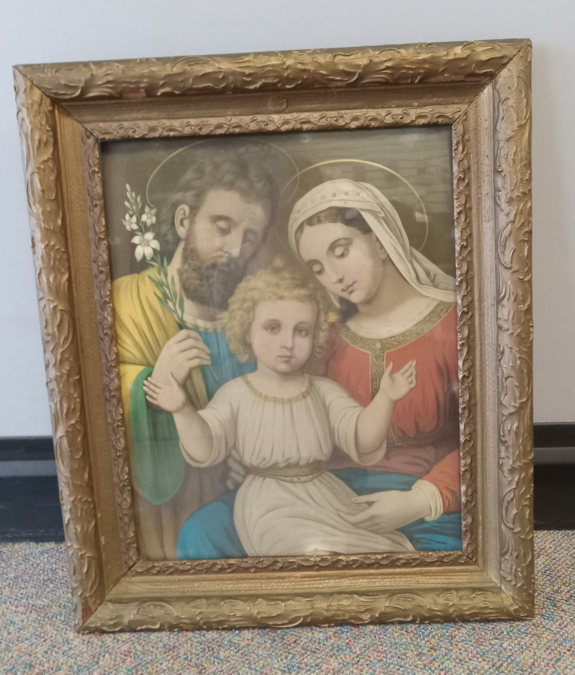 VTG Italian Holy Family Jesus Christ Mary Joseph Baroque Framed Lithograph 22x26 VTG Italian Holy Family Jesus Christ Mary Joseph Baroque Framed Lithograph 22x26