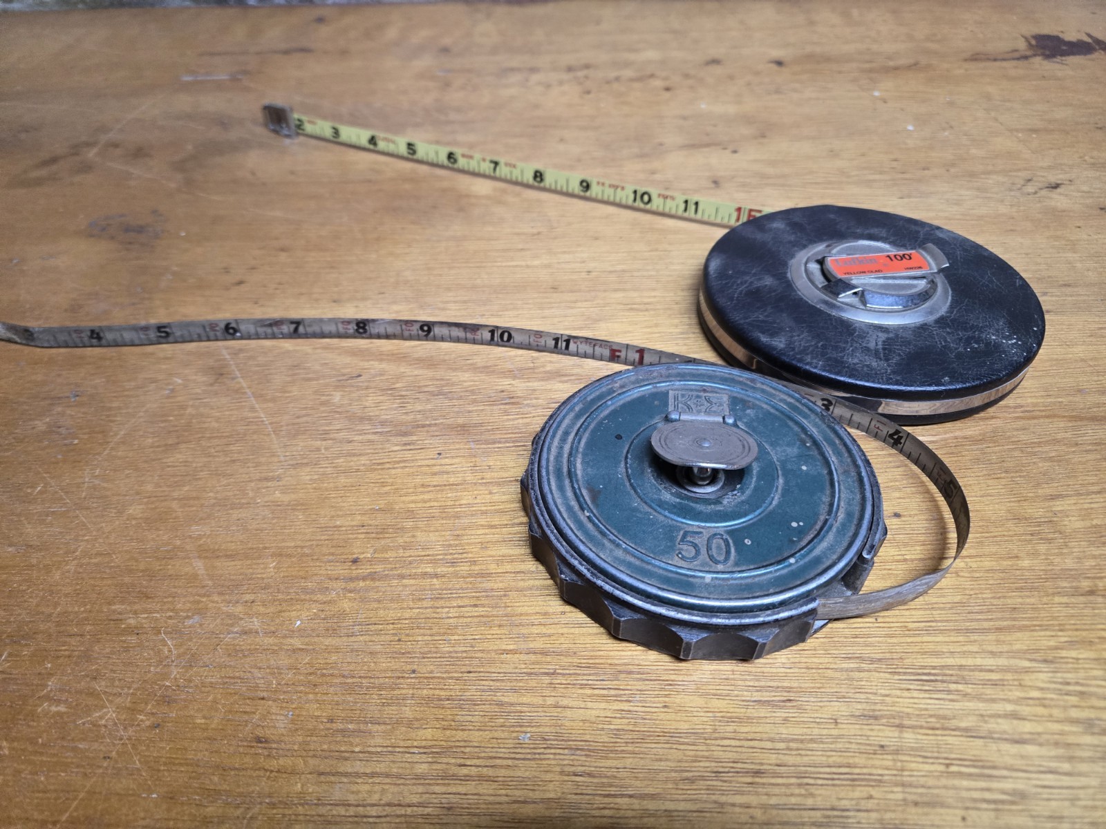 Lot of 3 Vintage Tape Measures - Lufkin 50\'  &  Keuffel & Esser 50\' x 2
