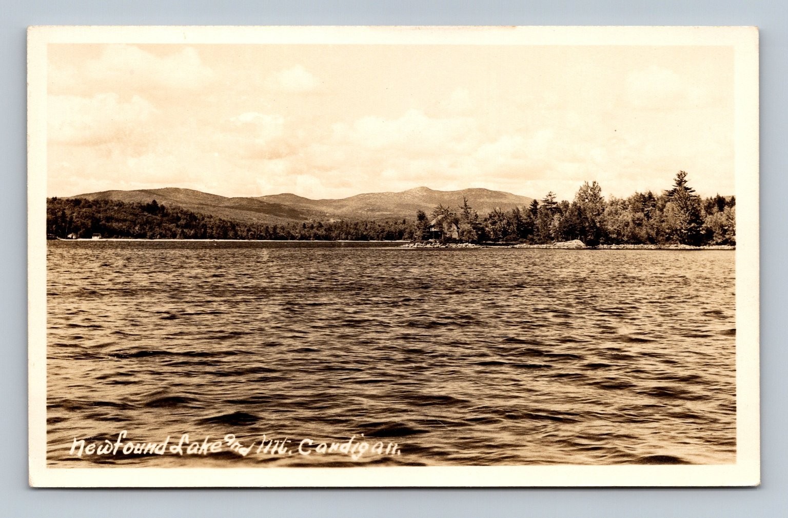 Vintage Sepia RPPC Newfound Lake & Mt Cardigan NH 1945 Postcard Vintage Sepia RPPC Newfound Lake & Mt Cardigan NH 1945 Postcard