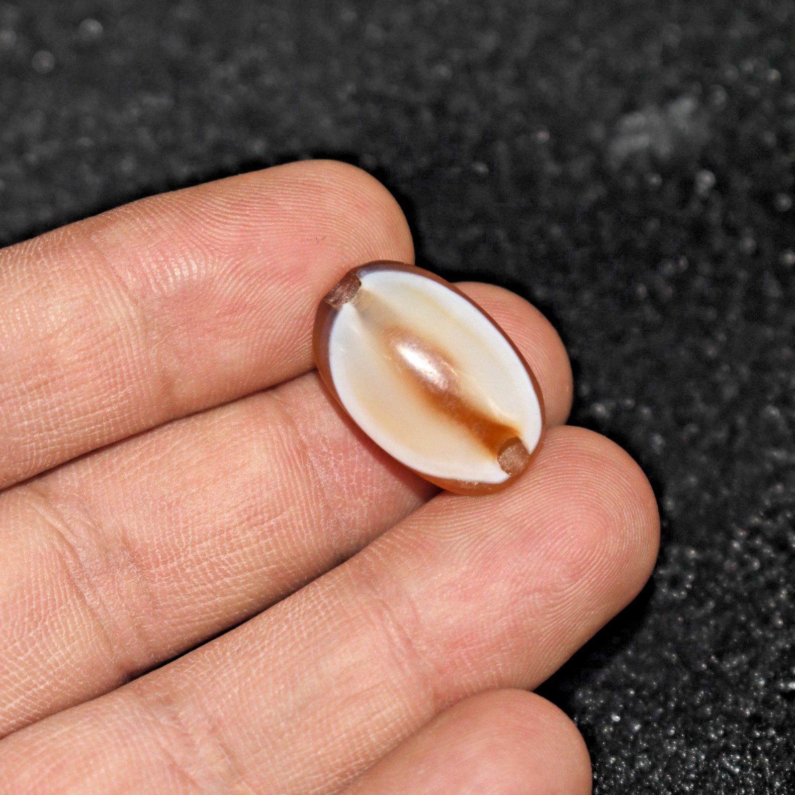 Authentic Ancient Tibetan Banded Agate Stone Luk Mik Dzi Goat Eye Bead