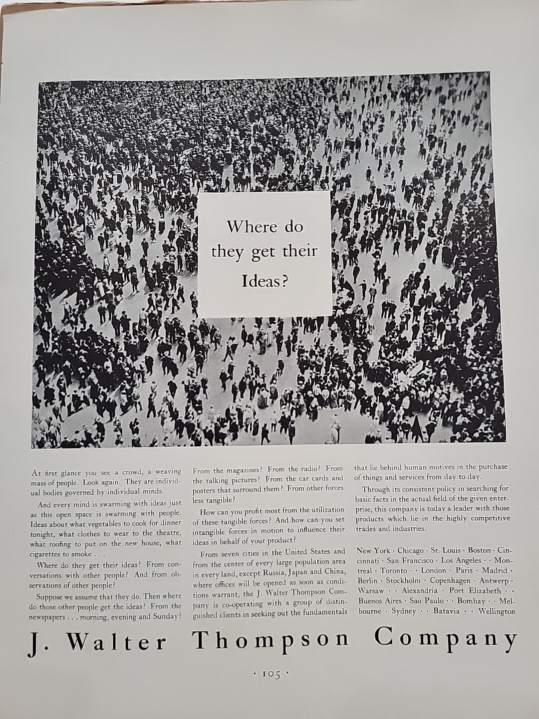 1931 J. Walter Thompson Company Fortune Magazine Print Advertising Agency Ideas
