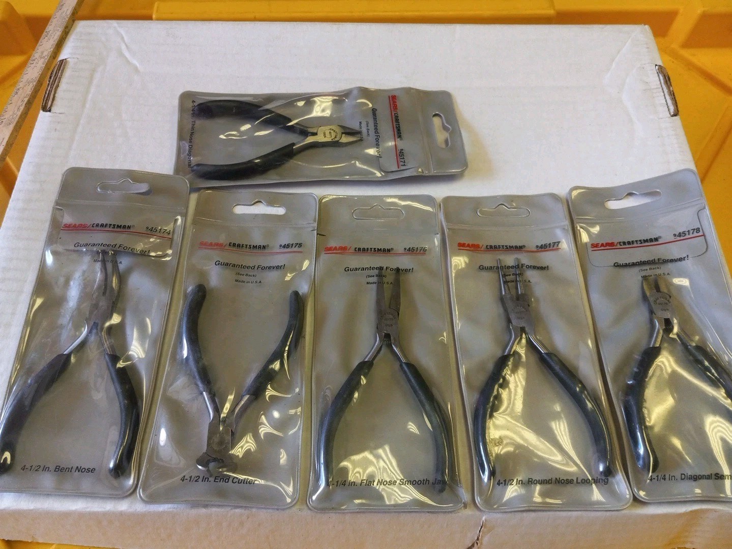 Vintage Sears Craftsman Pliers Lot Nos w/Pouch USA LOT OF Six Rare
