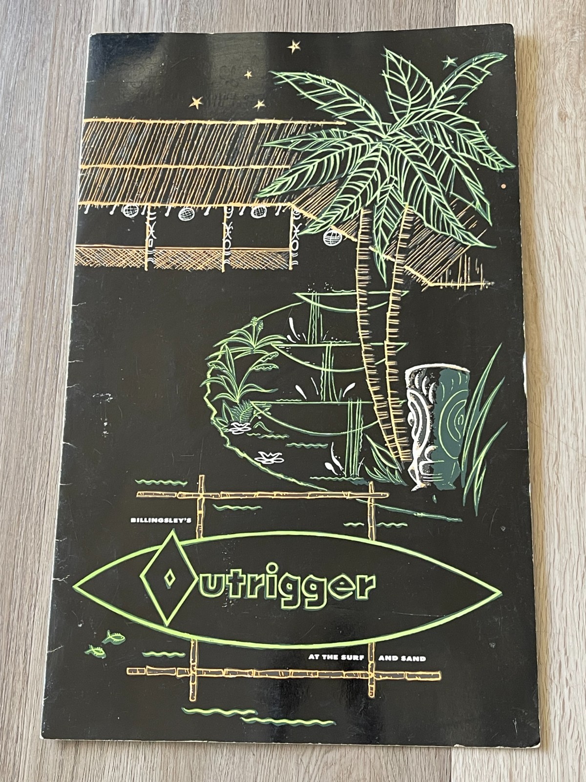 Vintage 1960’s Billingsley’s Outrigger Tiki Restaurant Menu Laguna Beach Califor