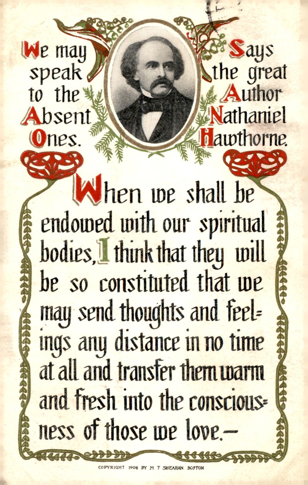 Nathaniel Hawthorne's Vision of Communication, 1908 Postcard