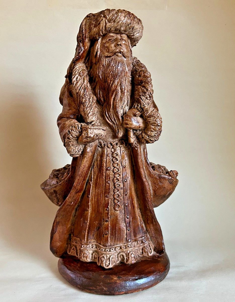 Vintage Old World Santa Claus Painted Ceramic Figurine Florentine Art Studio \'87