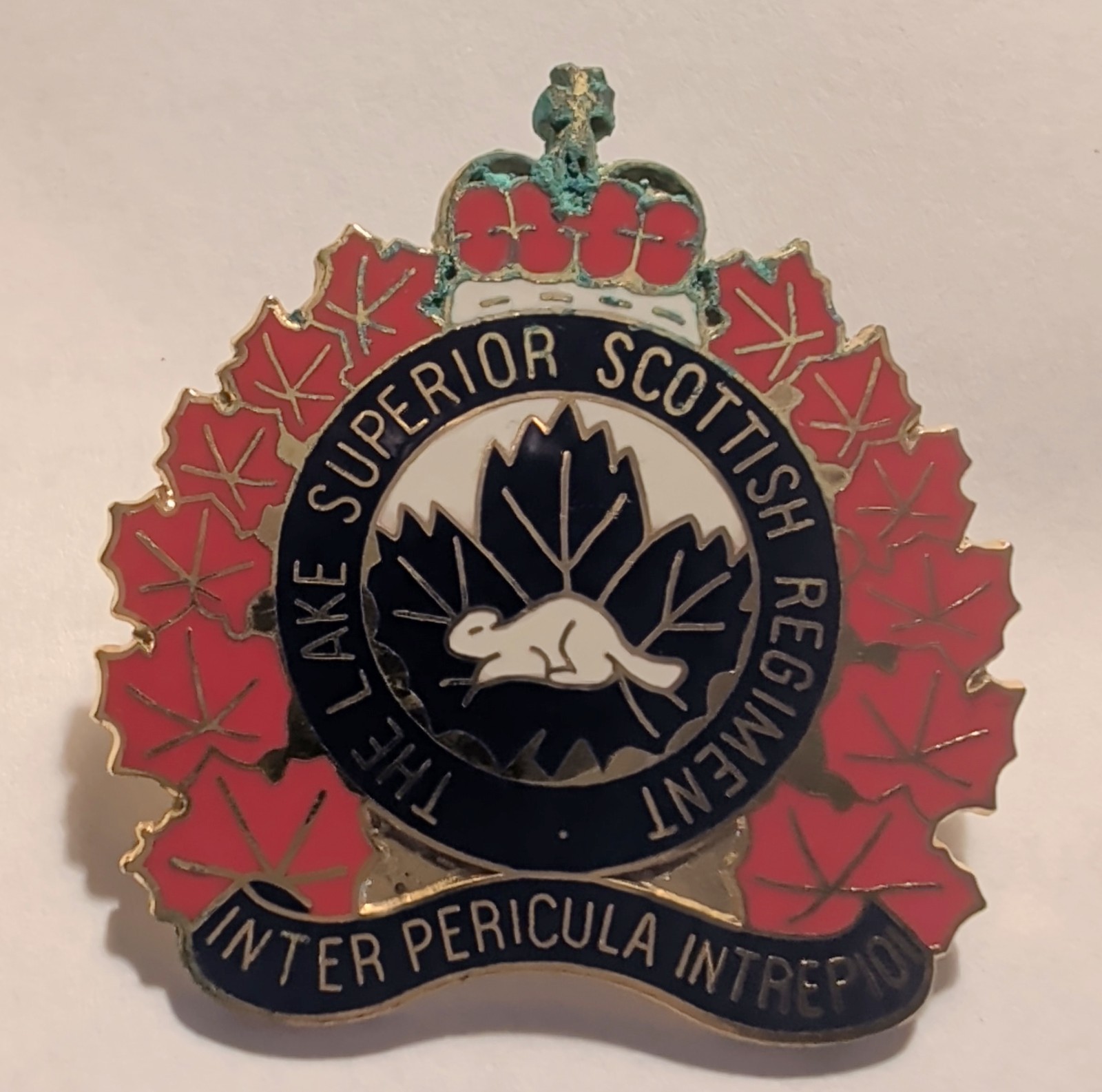 Vintage Canadian Army The Lake Superior Scottish Regiment Enamel Lapel Pin