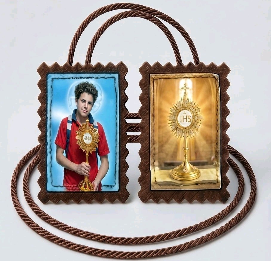 Saint Carlo Acutis Scapular Eucharist Monstrance Catholic 18\