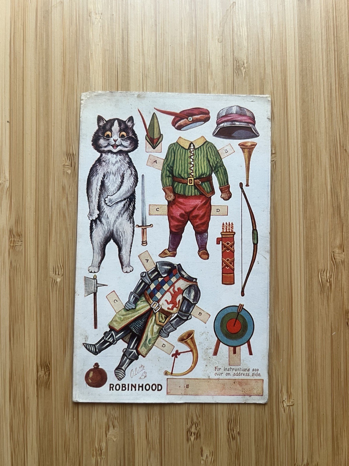 Antique Louis Wain Cat Postcard Robin Hood Tuck Oilette Dressing Dolls Uncut Antique Louis Wain Cat Postcard Robin Hood Tuck Oilette Dressing Dolls Uncut