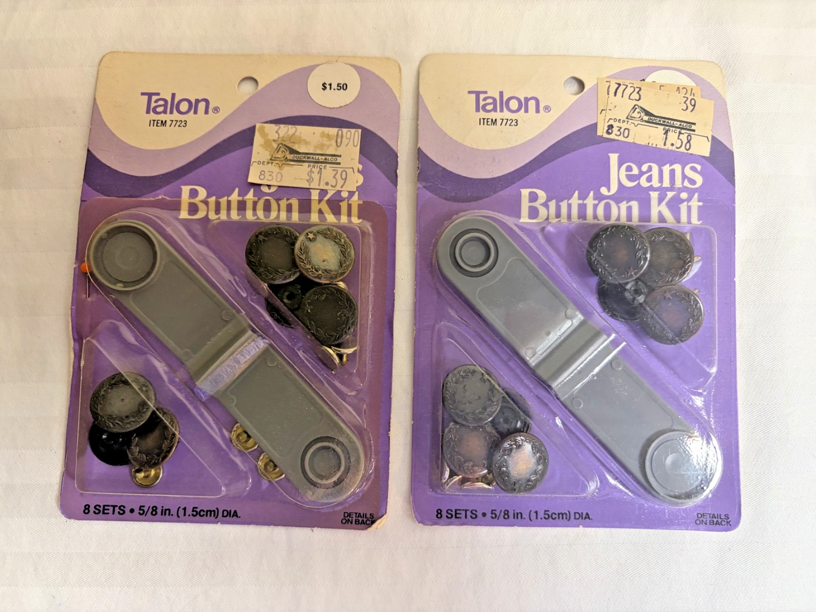 Vintage Talon jeans button kits with application tool - set of 2 