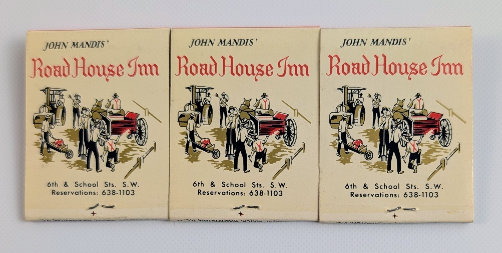 3 Vintage John Mandis Road House Inn Market Inn Washington DC Matchbooks
