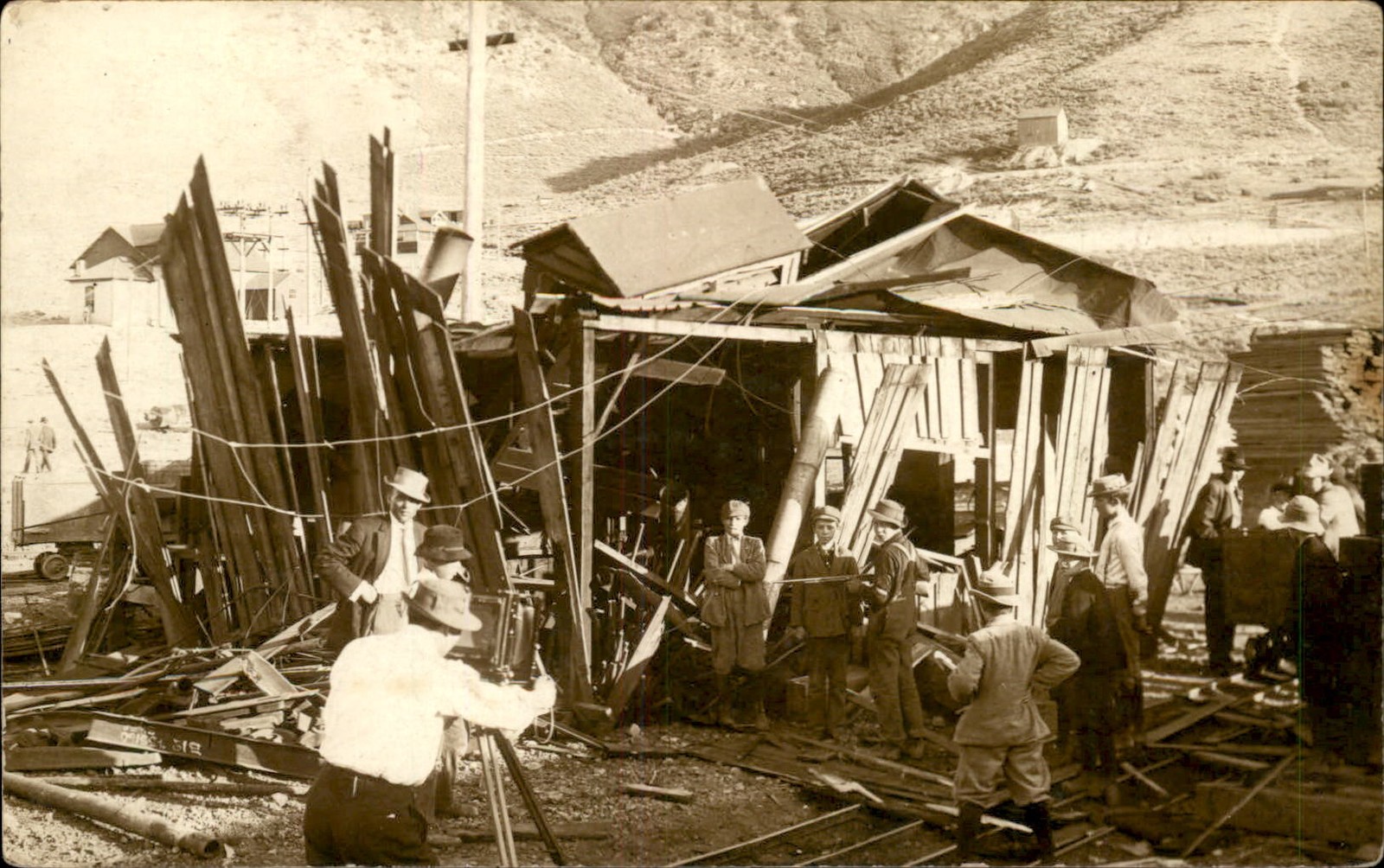 Eureka Utah UT Explosion Disaster Mine Photographer Camera c1910 RPPC bhn Eureka Utah UT Explosion Disaster Mine Photographer Camera c1910 RPPC bhn