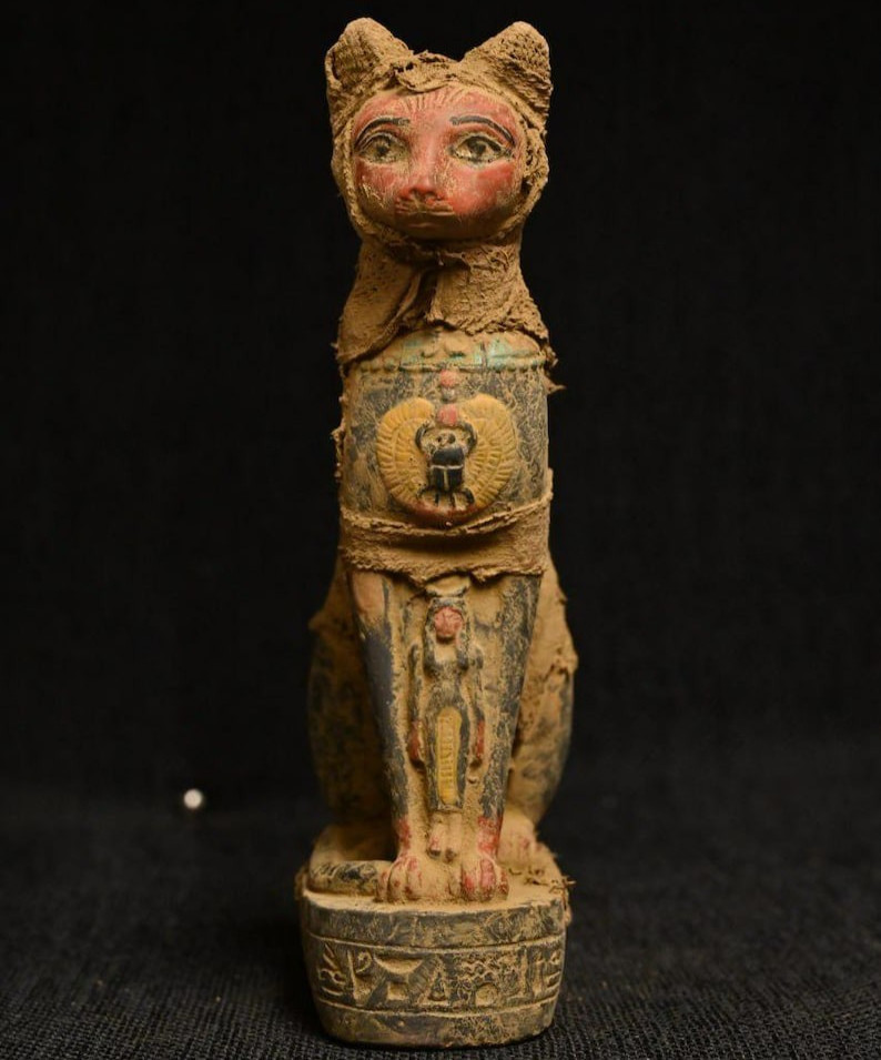 Authentic Ancient Egyptian Antique Rare Goddess Bastet Statue Figurine BC