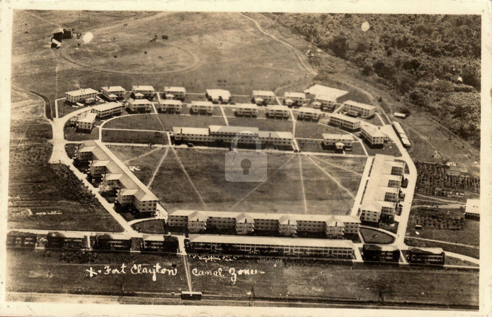 1920's Fort Clayton Panama Canal Zone Military Aerial RPPC Photo Postcard COPY