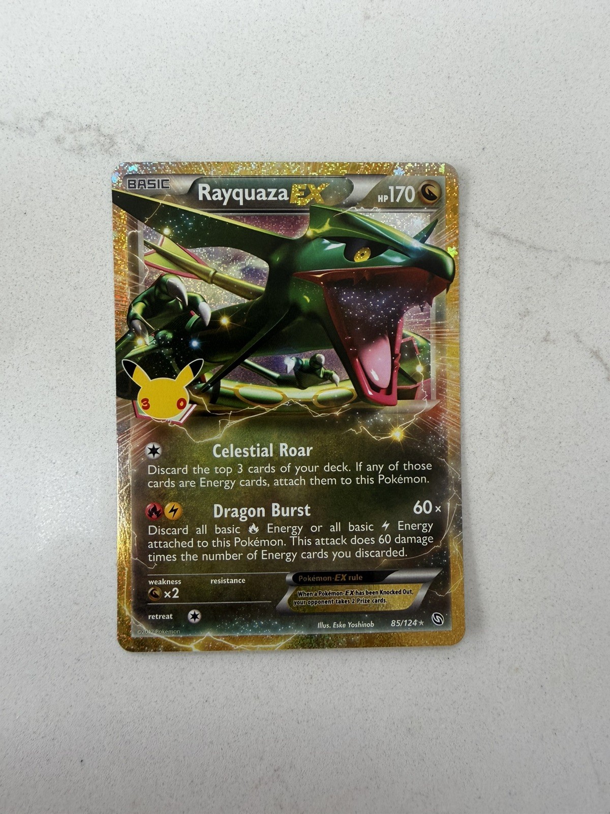 Rayquaza EX 85/124 30th Anniversary Stamp Pokémon TCG 2026 Holo Rare