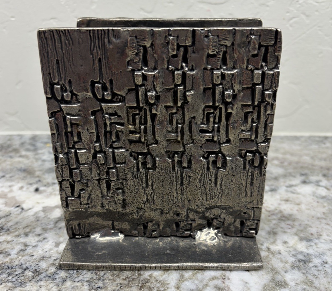 Vintage Patrick Meyer Pewter Napkin Holder Brutalist Modernist Signed MCM Vintage Patrick Meyer Pewter Napkin Holder Brutalist Modernist Signed MCM