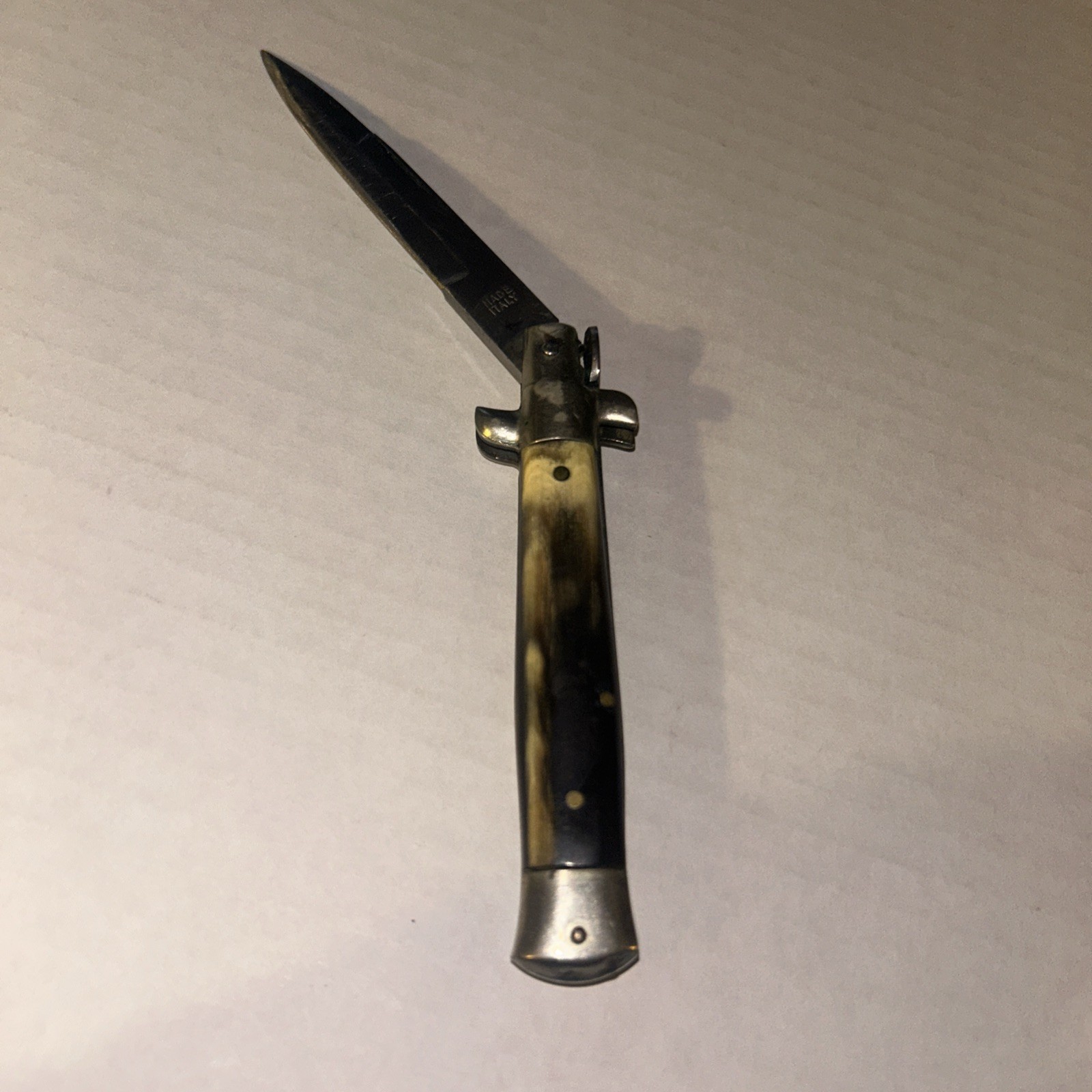 Vintage Made in Italy Stiletto Folding Pocketknife Horn Handle Vintage Made in Italy Stiletto Folding Pocketknife Horn Handle